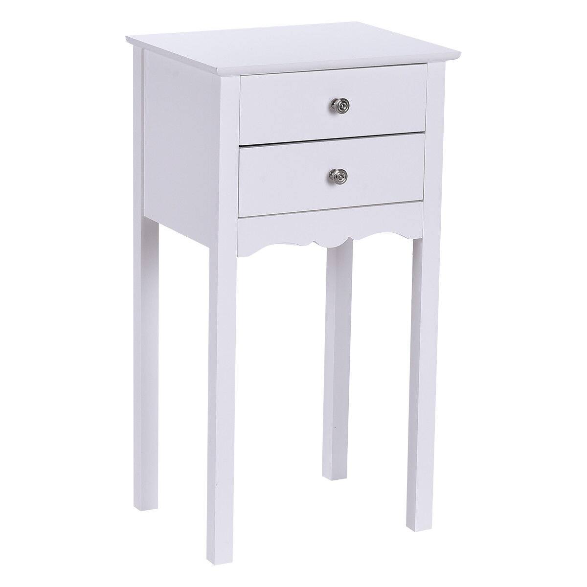 Alt View 5. Gymax - Gymax 2 PCS Side Table End Accent Table Night Stand W/ 2 Drawers White - White.