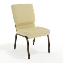 Emma + Oliver - 18.5"W Stacking Church/Reception Guest Chair - Beige Patterned Fabric/Gold Vein Frame