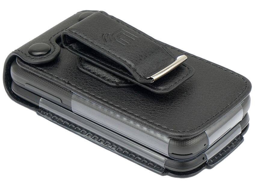 Alt View 9. Nakedcellphone - Vegan Leather Case with Belt Clip for Alcatel TCL Flip 2 Phone (T408DL, 4058G) - Black.