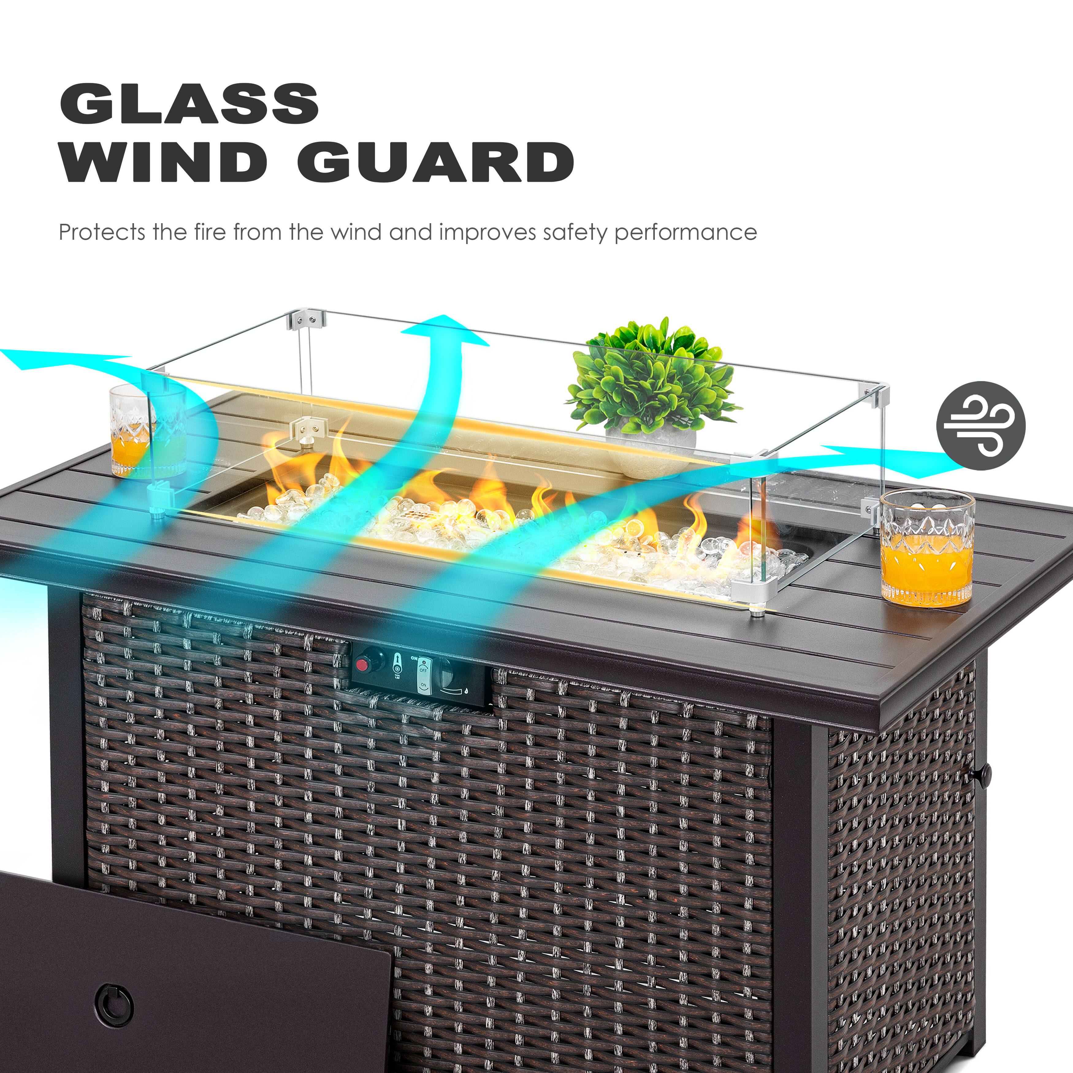 GLASS WIND GUARD  
Protects the fire from the wind and improves safety performance