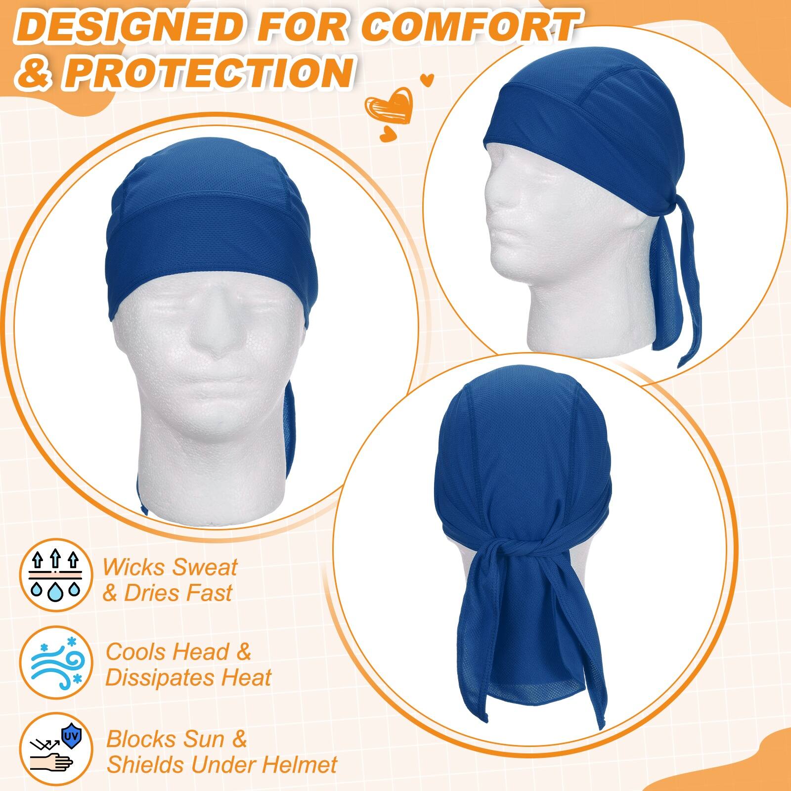 DESIGNED FOR COMFORT & PROTECTION

- Wicks Sweat & Dries Fast
- Cools Head & Dissipates Heat
- Blocks Sun & Shields Under Helmet