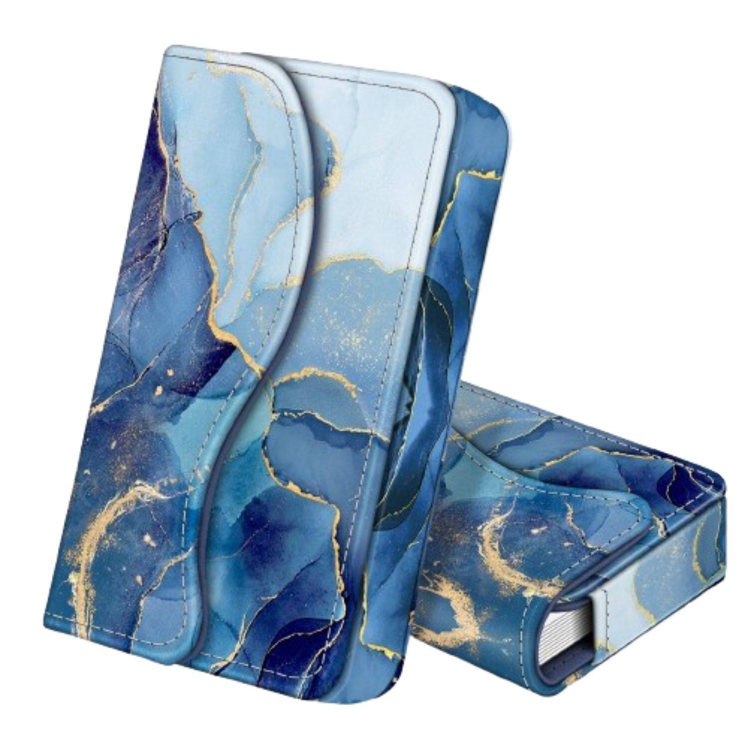 Front. Stock Preferred - Business Card Holder Credit Card Wallet Leather Case Organizer Magnetic Closure Ocean Marble - Ocean Marble.