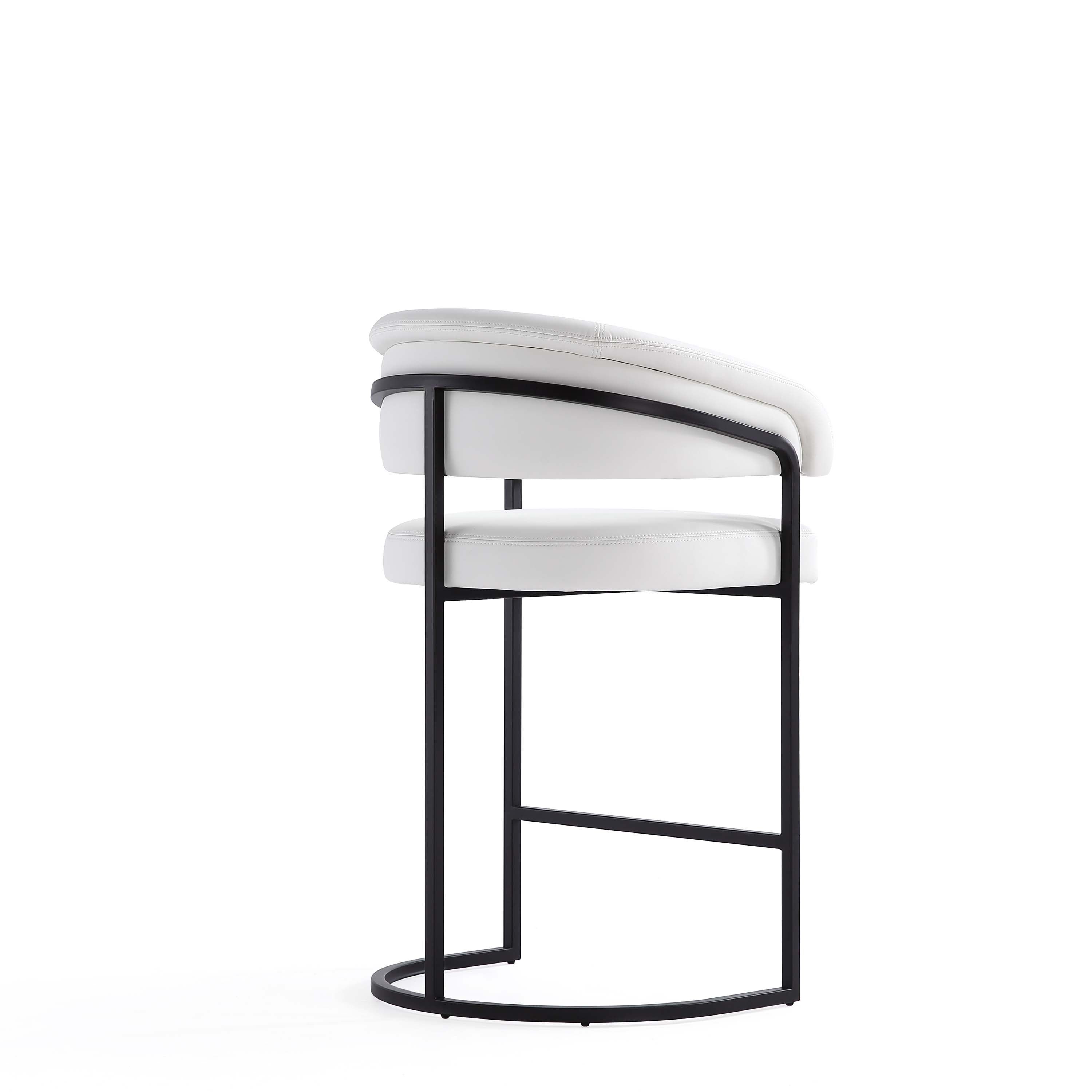 Alt View 4. Manhattan Comfort - Augusta Modern Metal Upholstered Counter Stool - Set of 3 - White.