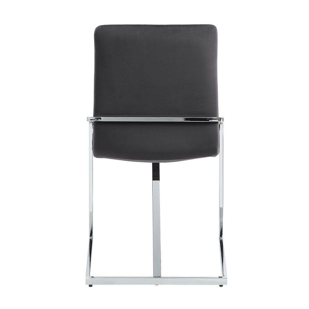 Alt View 3. Manhattan Lane - 23 Inch Side Dining Chair Set of 2, Gray Velvet, Modern Chrome Metal Base - Gray, Chrome.