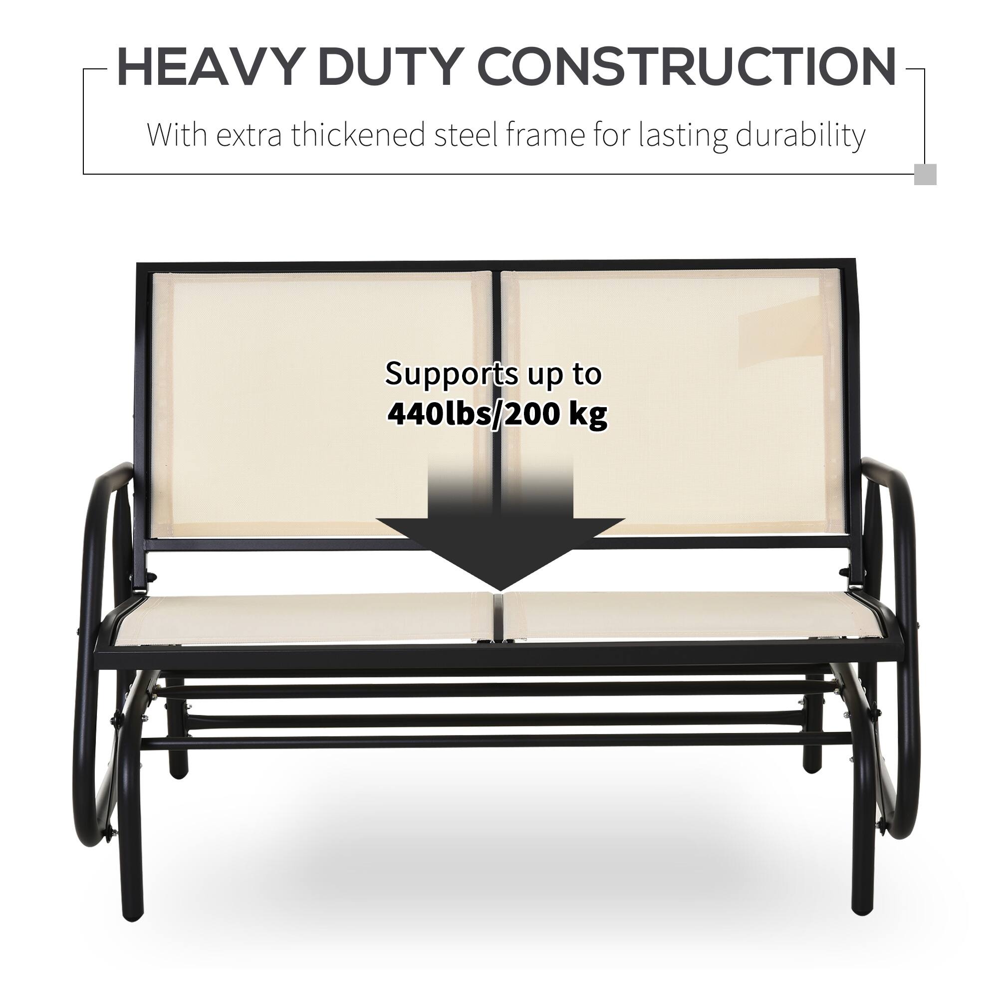 HEAVY DUTY CONSTRUCTION
With extra thickened steel frame for lasting durability
Supports up to 440lbs/200 kg