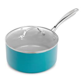 Gotham Steel - Aqua 3 QT Nonstick Sauce Pan with Glass Lid - Blue