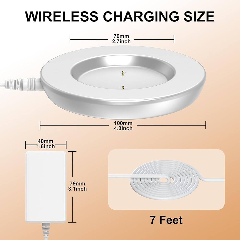 WIRELESS CHARGING SIZE

- 70mm 2.7inch
- 100mm 4.3inch
- 40mm 1.6inch
- 79mm 3.1inch
- 7 Feet