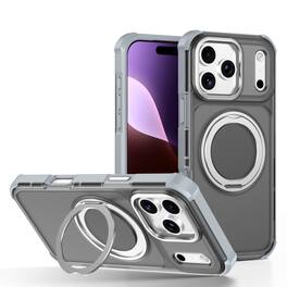 Dteck - Magnetic for iPhone 17 Pro Max Case, Compatible with MagSafe, Shockproof Rugged Matte Cover with Rotating Alloy Ring - Gray