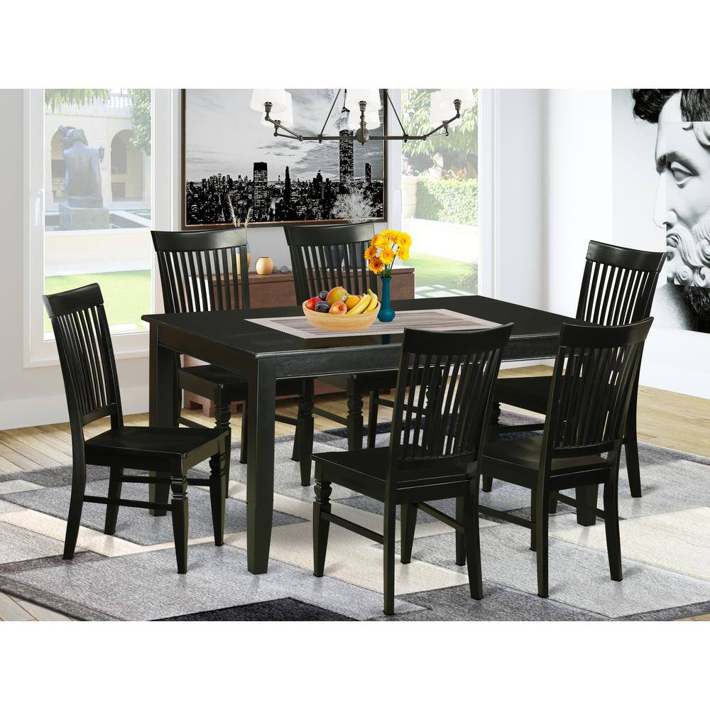 Back. East West Furniture - 7 Pcs Dining room sets -Small Kitchen Table and 6 Dining Chairs - Black.