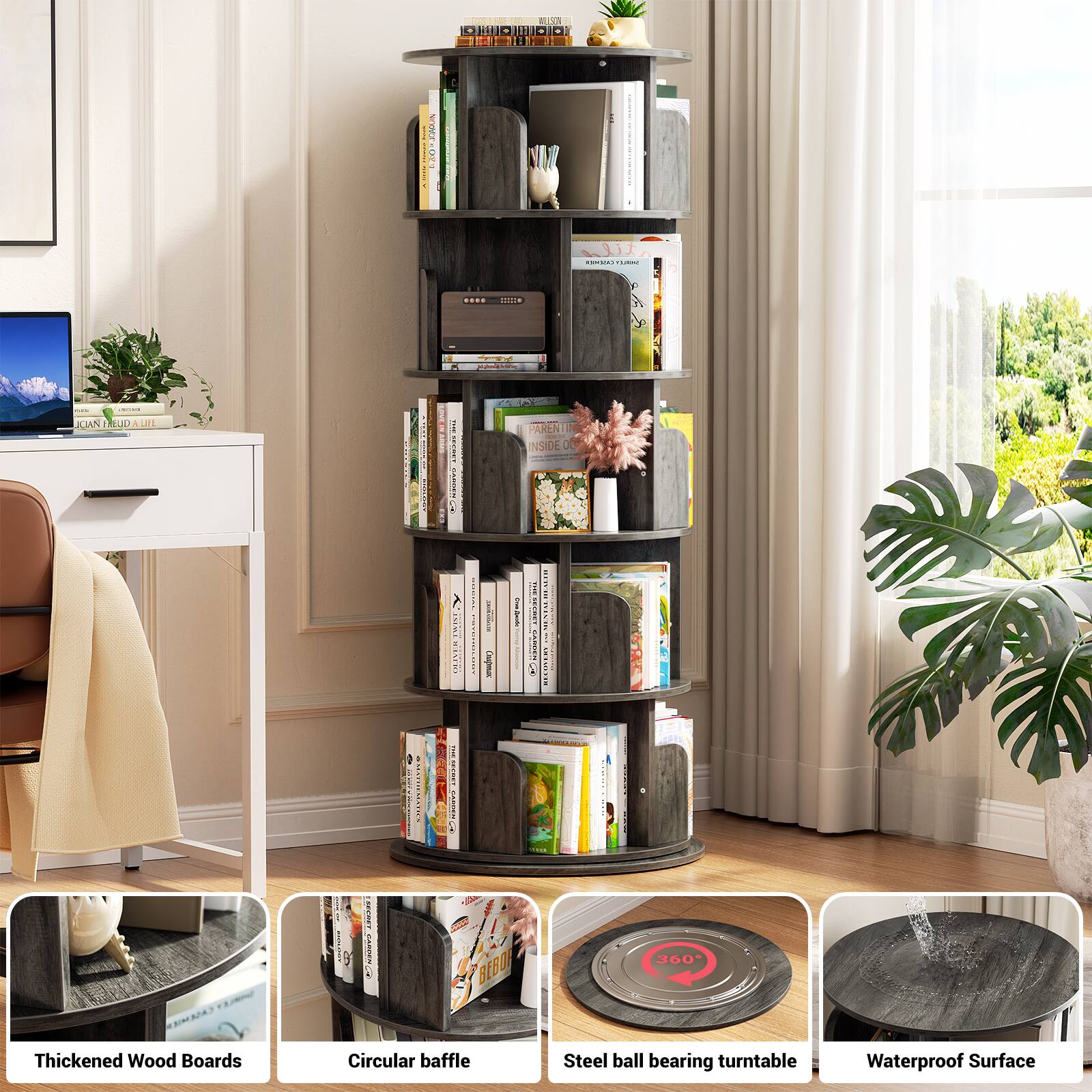 Thickened Wood Boards Circular baffle Steel ball bearing turntable Waterproof Surface