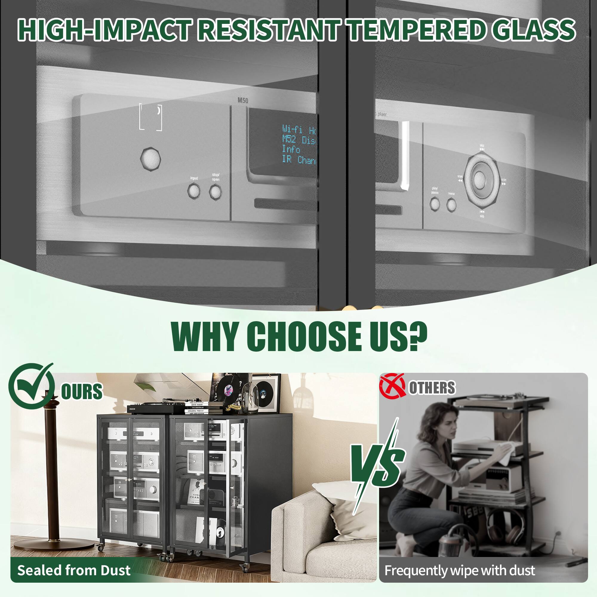HIGH-IMPACT RESISTANT TEMPERED GLASS

WHY CHOOSE US?

OURS
Sealed from Dust

VS

OTHERS
Frequently wipe with dust
