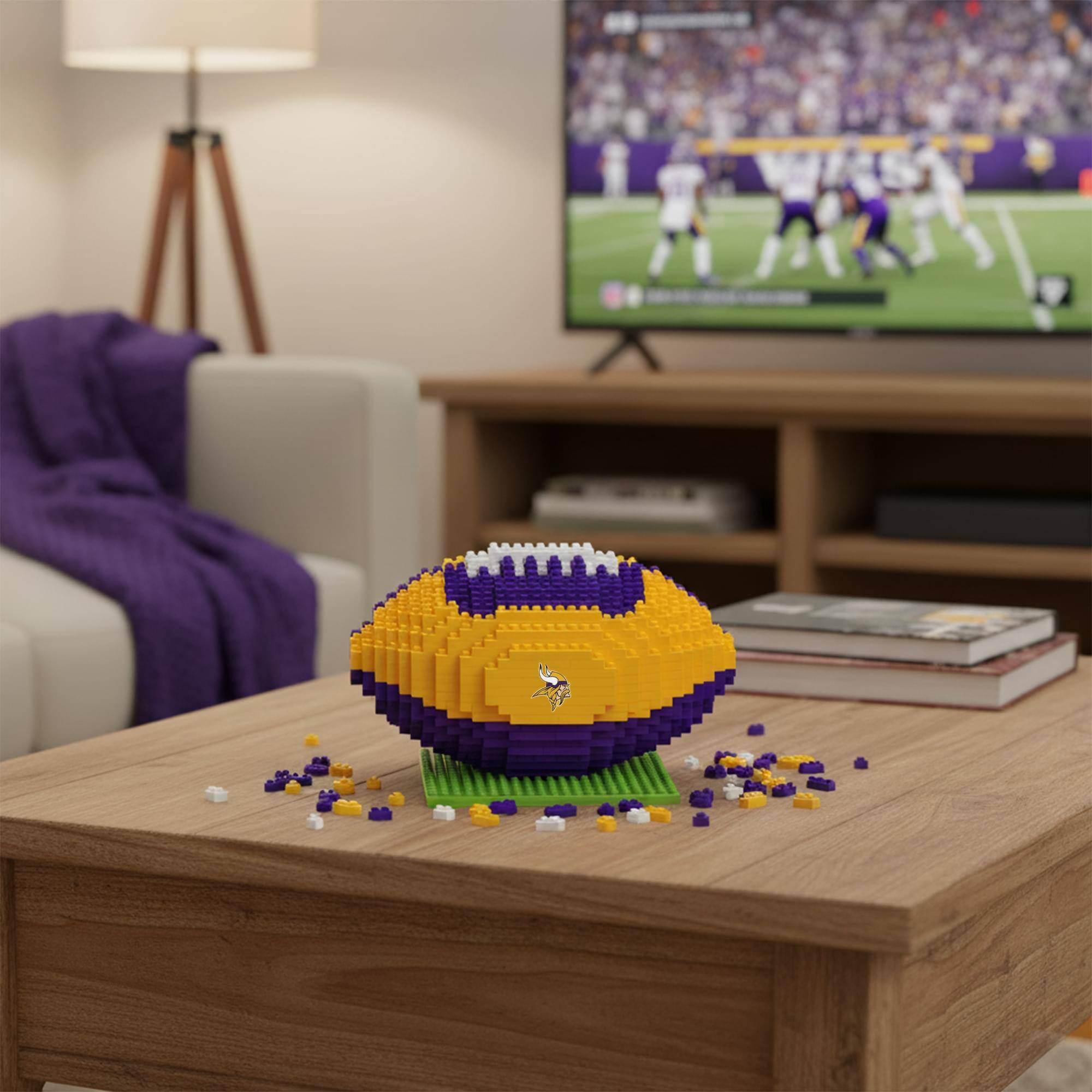 Alt View 10. Forever Collectibles - Minnesota Vikings NFL BRXLZ Football 704-Piece Building Block Set - Yellow.