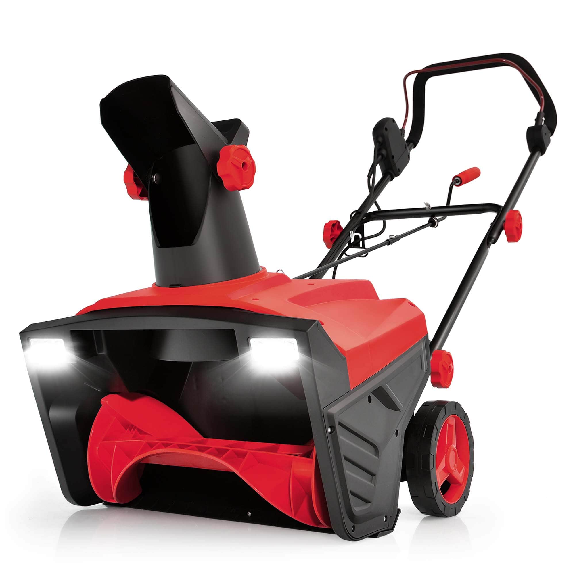 Front. Costway - 20'' Electric Snow Thrower 120V 15Amp Snow Blower with 180° Rotatable Chute 2 Lights - Red.