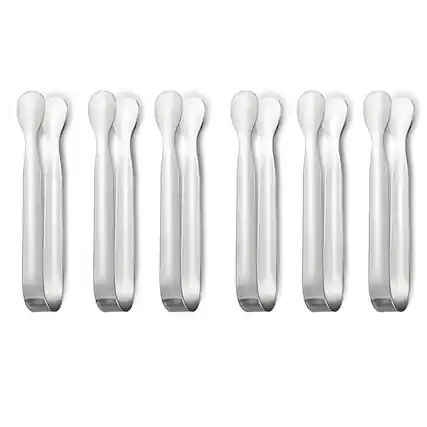 Front. Kitcheniva - Stainless Steel Mini Tongs 6Pcs - Silver.