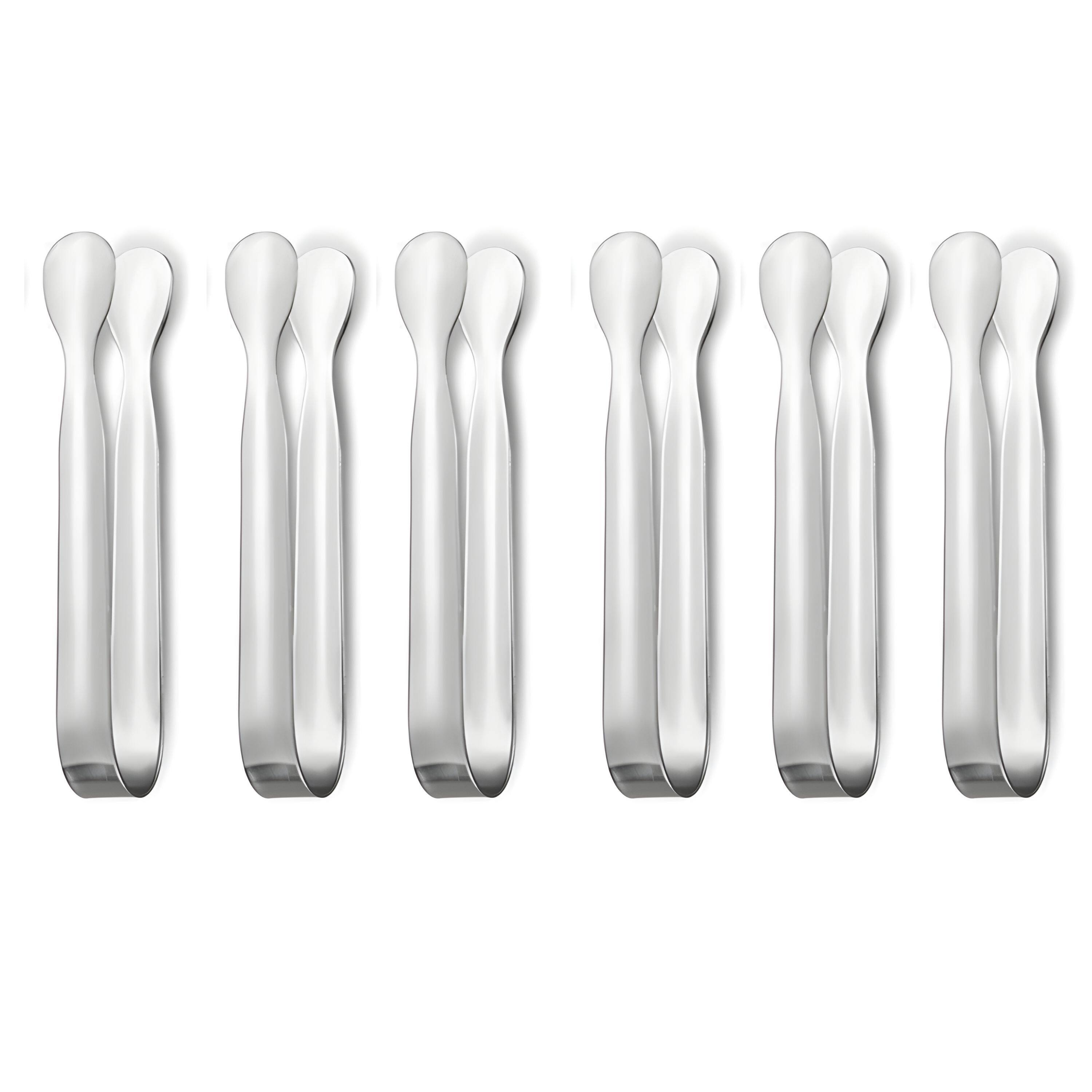 Kitcheniva - Stainless Steel Mini Tongs 6Pcs - Silver