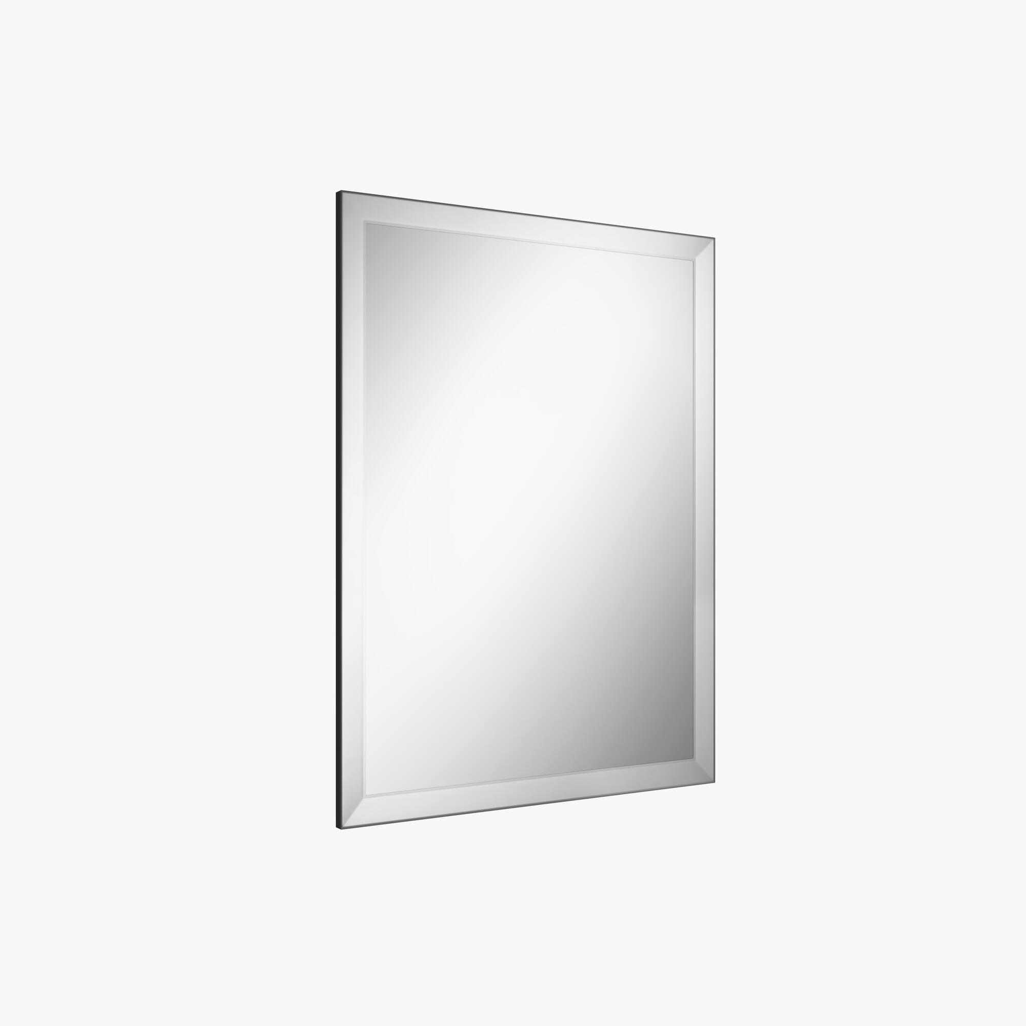 Alt View 2. Boyel Living - 40 in W x 32 in L Silver Rectangular Slanted Edge Aluminum Framed Wall Bathroom Vanity Mirror.