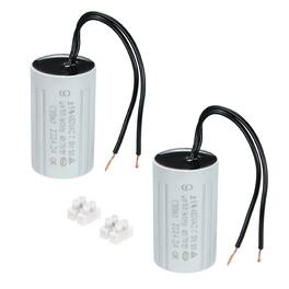 Unique Bargains - 2pcs 9uF CBB60 Running Capacitor, AC 450V 2 Wires 50/60Hz Cylinder 60x35mm for Water Pumps, Washing Machines - Gray