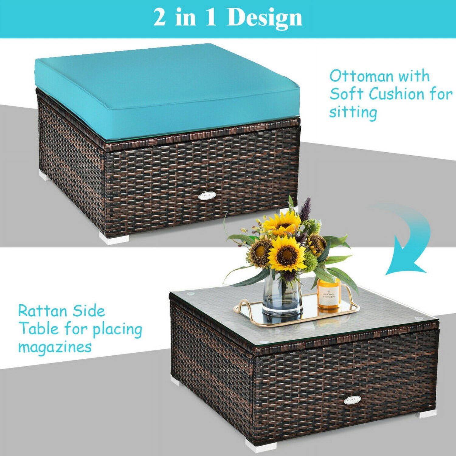 2 in 1 Design

Ottoman with Soft Cushion for sitting

Rattan Side Table for placing magazines