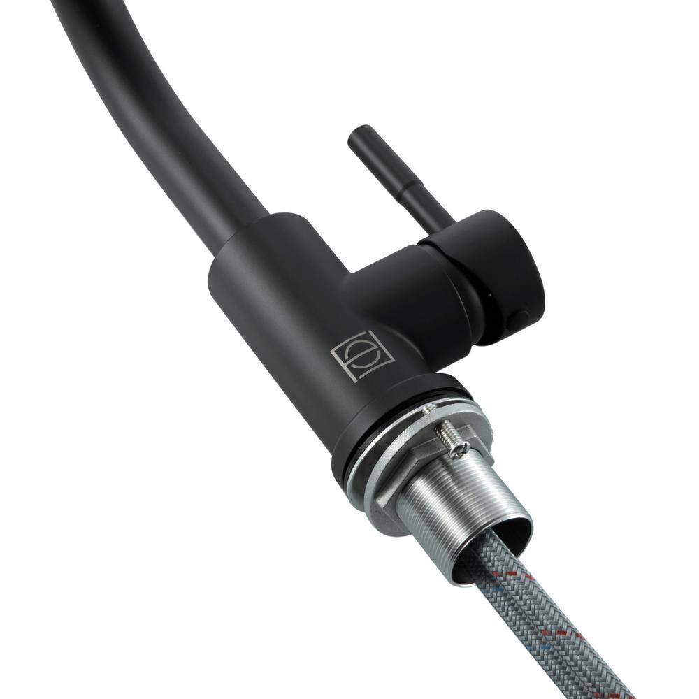 Angle. Elegant Kitchen and Bath - Louis Single Hole Single Handle Bathroom Faucet in Matte Black - Matte Black.