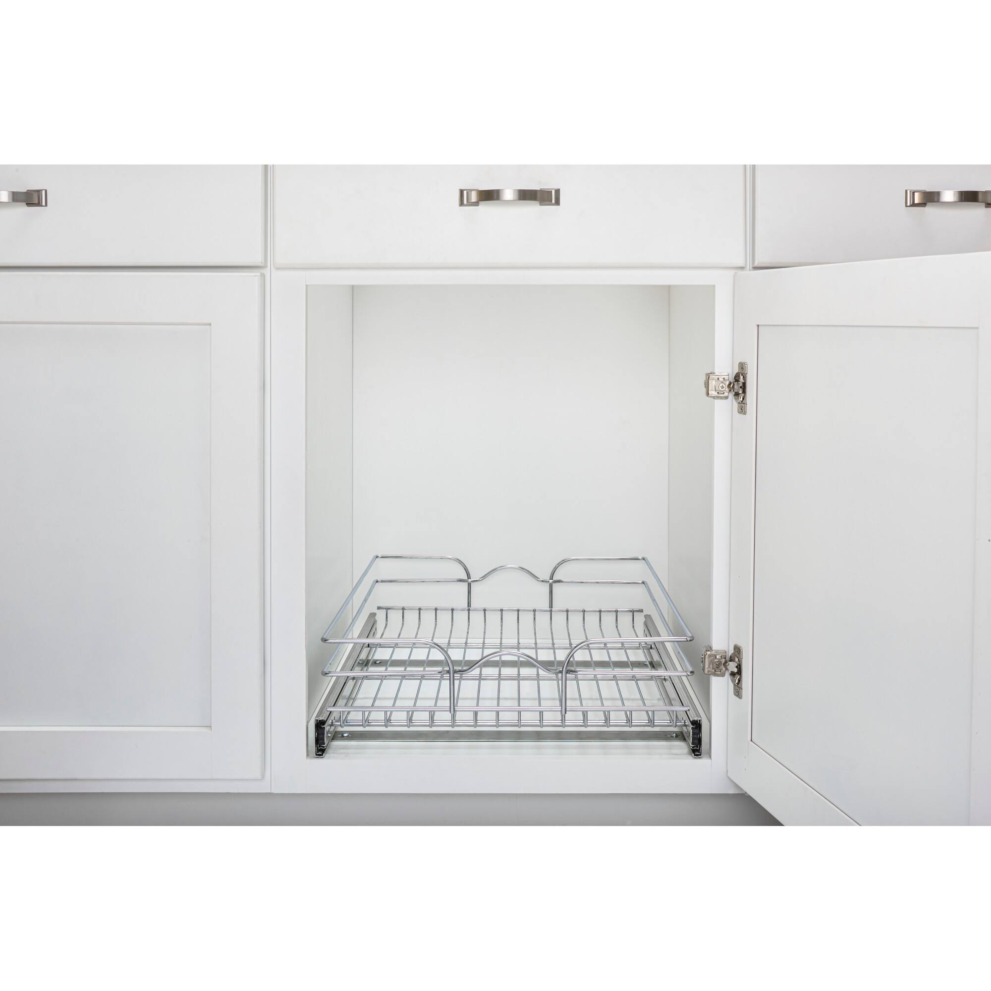 Alt View 5. Rev-A-Shelf - Rev-A-Shelf Pullout Basket Organizer for Kitchen or Vanity Cabinets, 21 x 20 In, 5WB1-2120CR-1 - Silver.