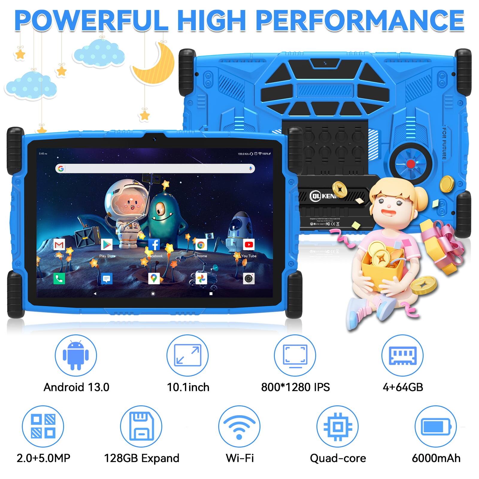POWERFUL HIGH PERFORMANCE

- Android 13.0
- 10.1inch
- 800*1280 IPS
- 4+64GB
- 2.0+5.0MP
- 128GB Expand
- Wi-Fi
- Quad-core
- 6000mAh