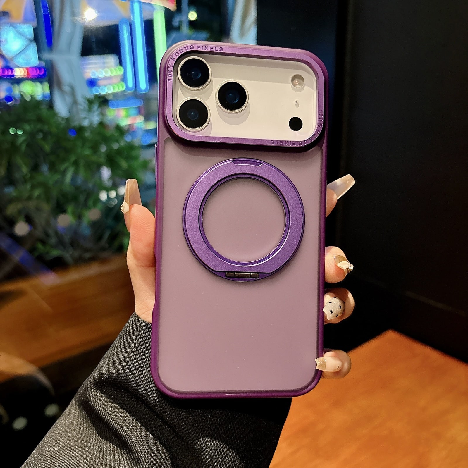 Dteck - Frosted Magnetic Case for Apple iPhone 17 Pro with 360 Rotating Kickstand, Shockproof Anti-Drop Protective Cover - Purple price history on PriceWatchPro