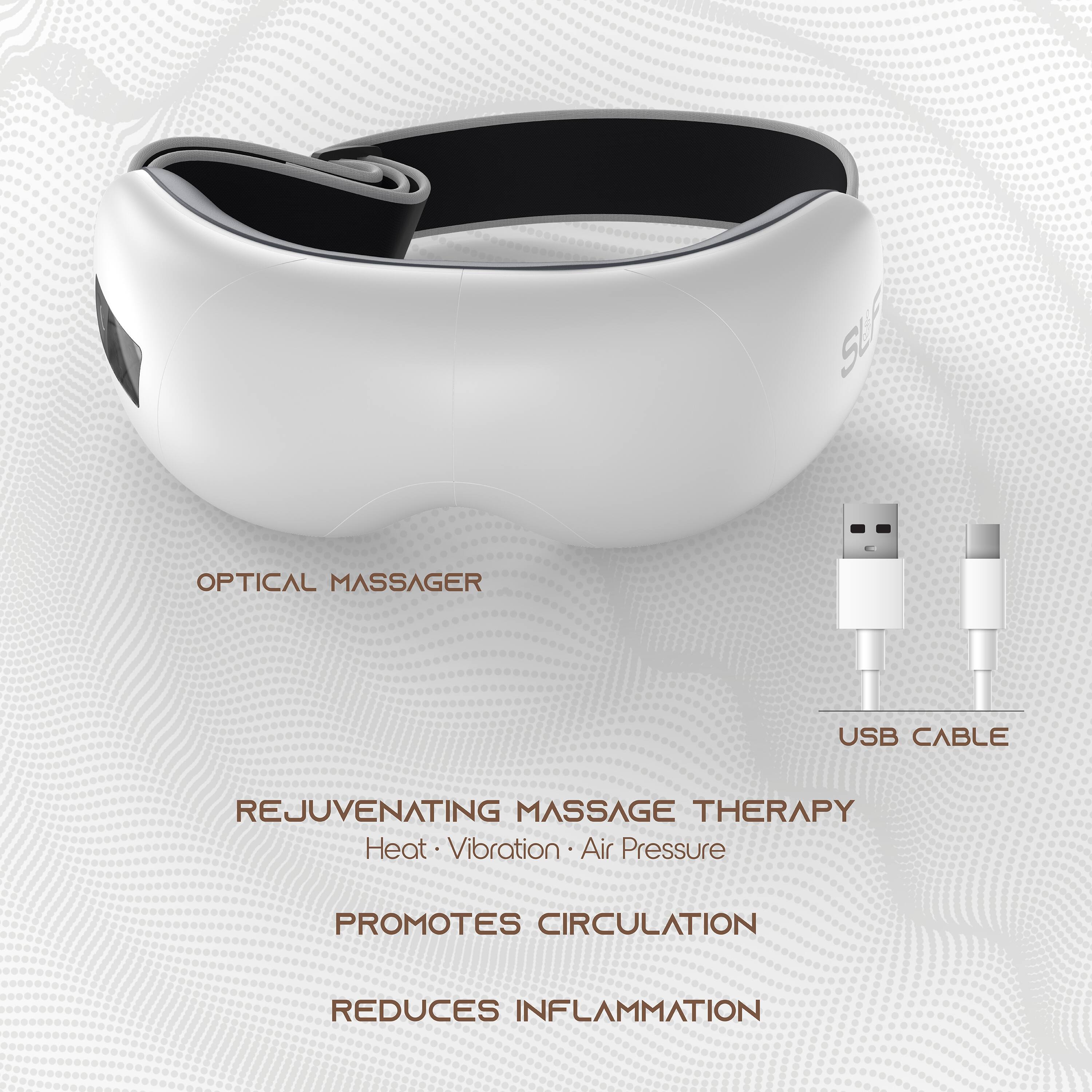 SLA Optical Massager USB Cable  
Rejuvenating Massage Therapy  
Heat, Vibration, Air Pressure  
Promotes Circulation  
Reduces Inflammation