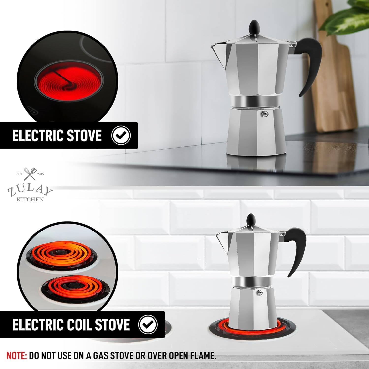 Zulay Kitchen Moka Pot Espresso Stovetop Coffee Maker (3 Espresso