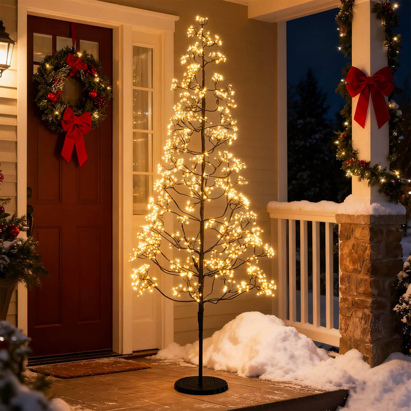 Alt View 1. Costway - Costway 6 FT Lighted Alpine Tree with 1500 White LED Lights, Weighted Base for Christmas - Black.
