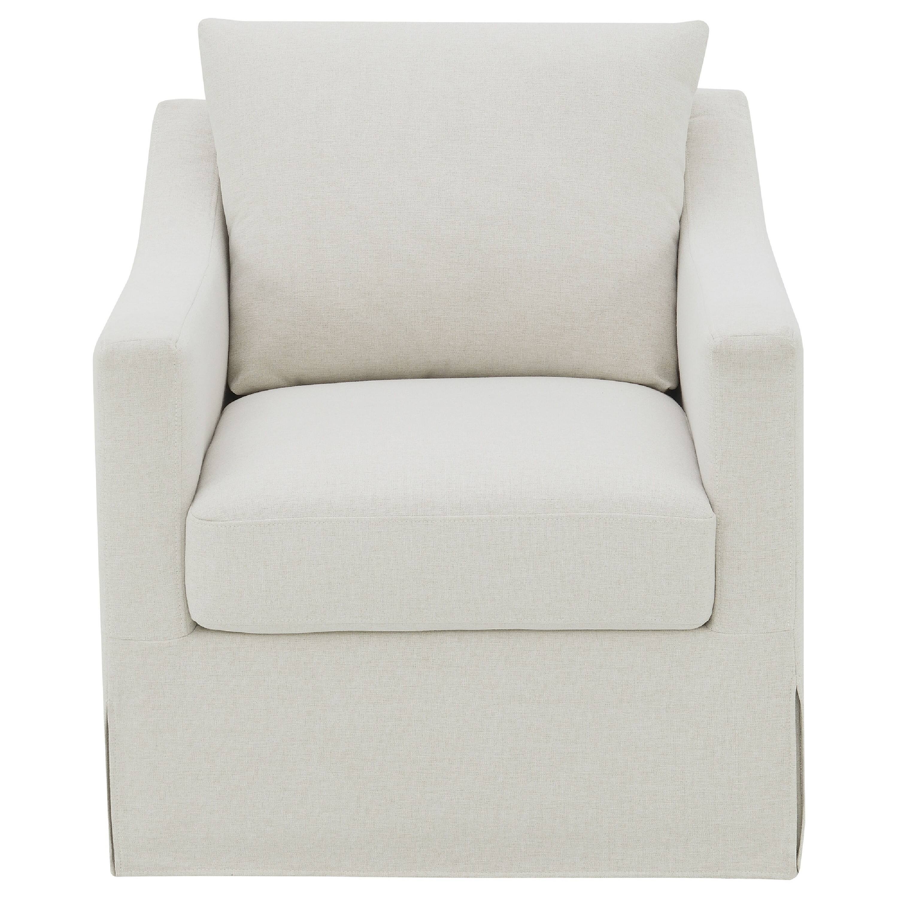 Front. Manhattan Lane - Jira Swivel Accent Sofa Chair with Sloped Arms,  Upholstery - Beige.