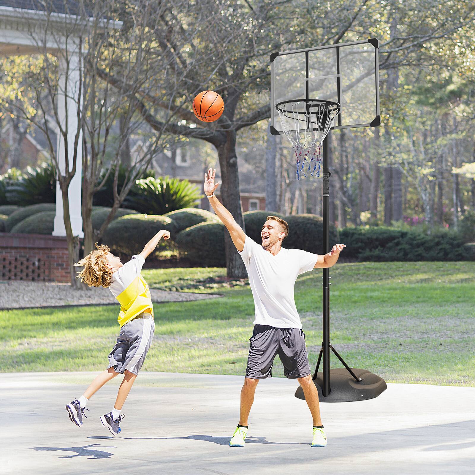 Alt View 3. APRILSOUL - Portable Basketball Hoop 89ft 32 Backboard White Youth Adults Indoor Outdoor - Black White.