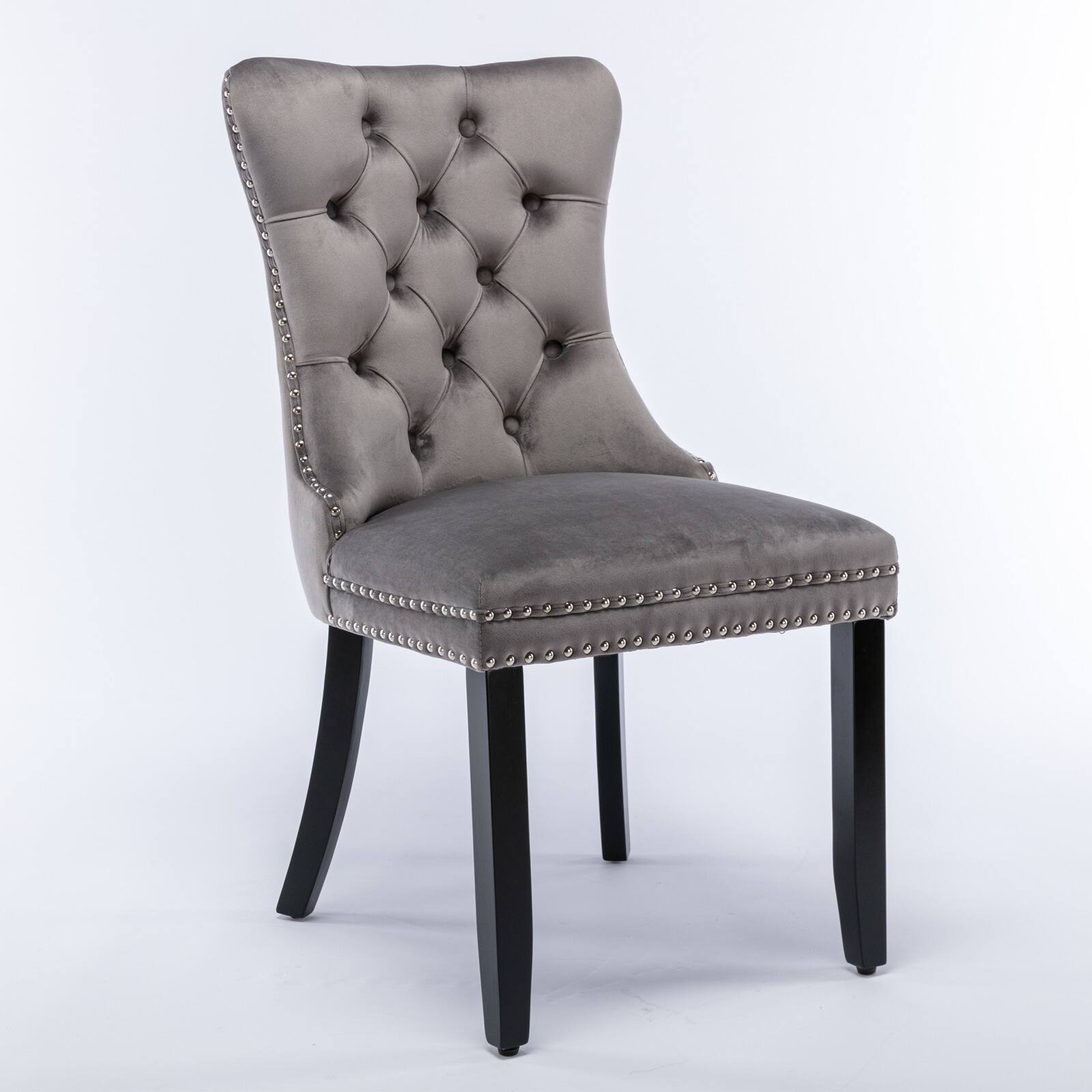 Alt View 2. Lirago - Lirago Upholstered Dining Chairs Set of 2 Modern High End Tufted Velvet with Solid Wood Legs and Nailhead Trim - Gray.