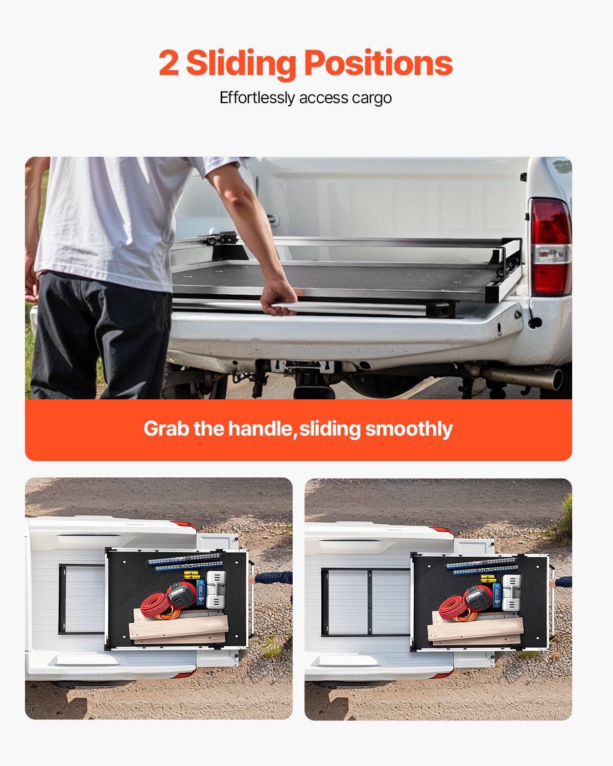 2 Sliding Positions  
Effortlessly access cargo  

Grab the handle, sliding smoothly