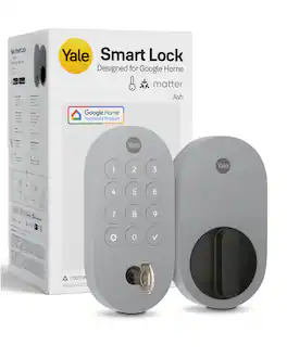 Yale - Smart Lock with Matter, Designed for Google Home; Electronic Deadbolt with Pushbutton Keypad - Ash