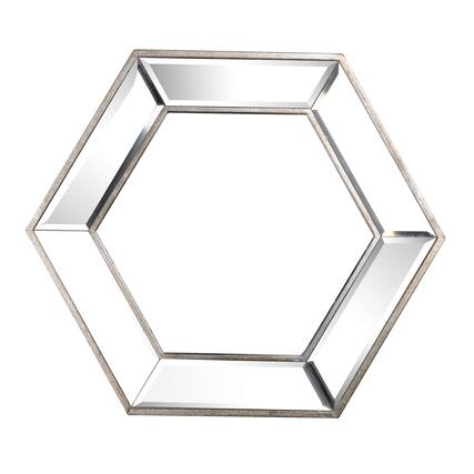 Front. TinyHomie - 20x18 Inch Hexagon Wall Mirror with Contemporary Glass Design Home Decor Accent Mirror.