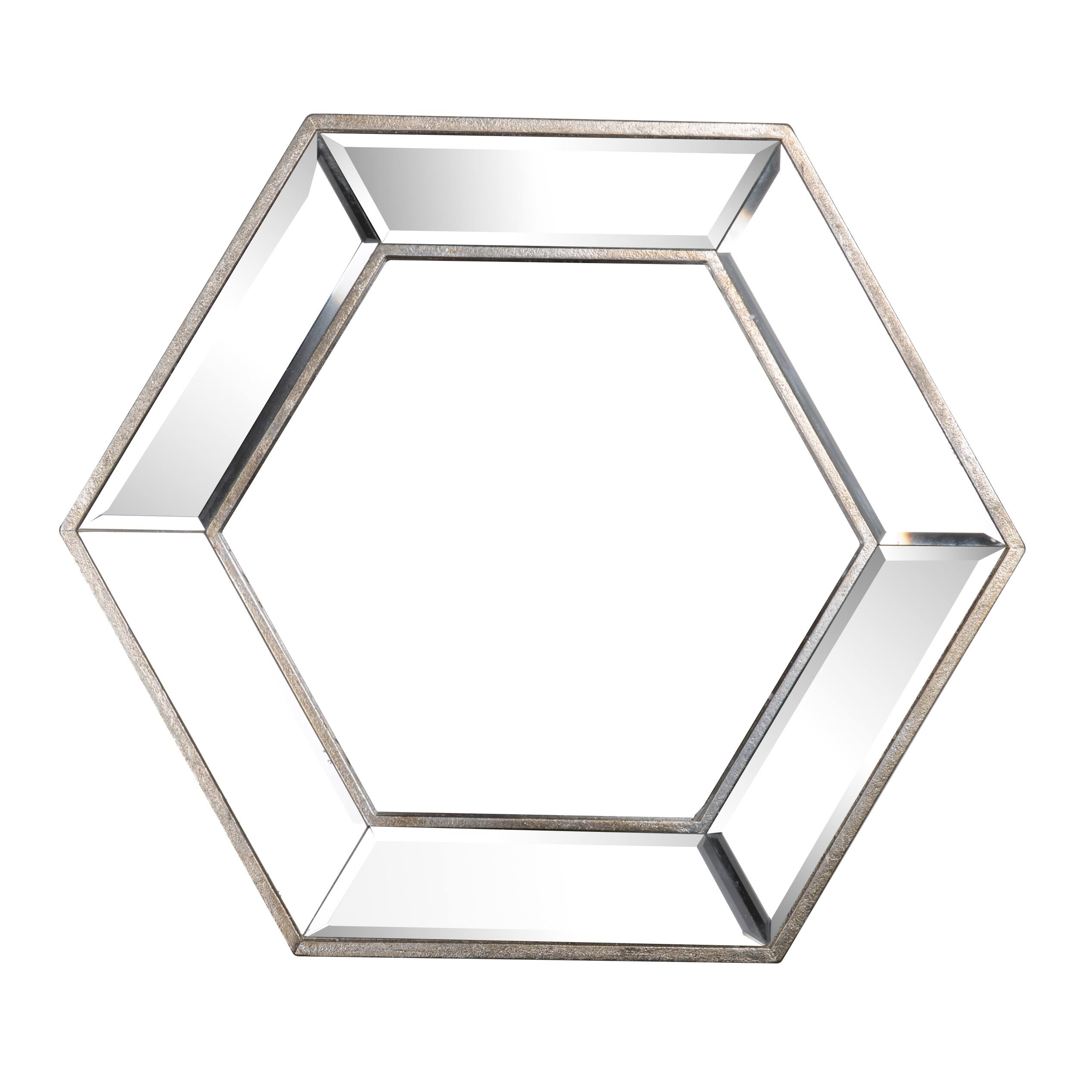 Front. TinyHomie - 20x18 Inch Hexagon Wall Mirror with Contemporary Glass Design Home Decor Accent Mirror.