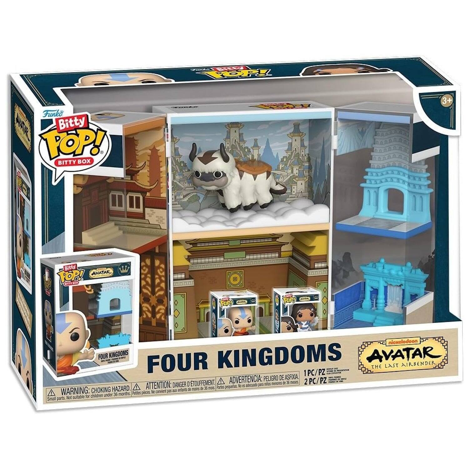 Funko Bitty POP! BITTY BOX  
MOF!  
3+  
Bitty POP! AVATAR  
B  
nicxelodeon FOUR KINGDOMS KINGDOMS AVATAR FOUR 1PC/PZ MINIONDAI KN - . THE LAST AIRBENDER  
ADVERTENCIA: PELIGRO DE ASFIXIA, ATTENTION: DANGER D'ÉTOUFFEMENT.  
adecuado para niños de 36 meses, 2PC/PZ tranc A Partes pequeñas. No LA CHOKING HAZARD.  
enfants de moins de 26 mois, WARNING: Ne pas aux 4 children under 36 months.  
Protes pces. Not suitable for Small parts.
