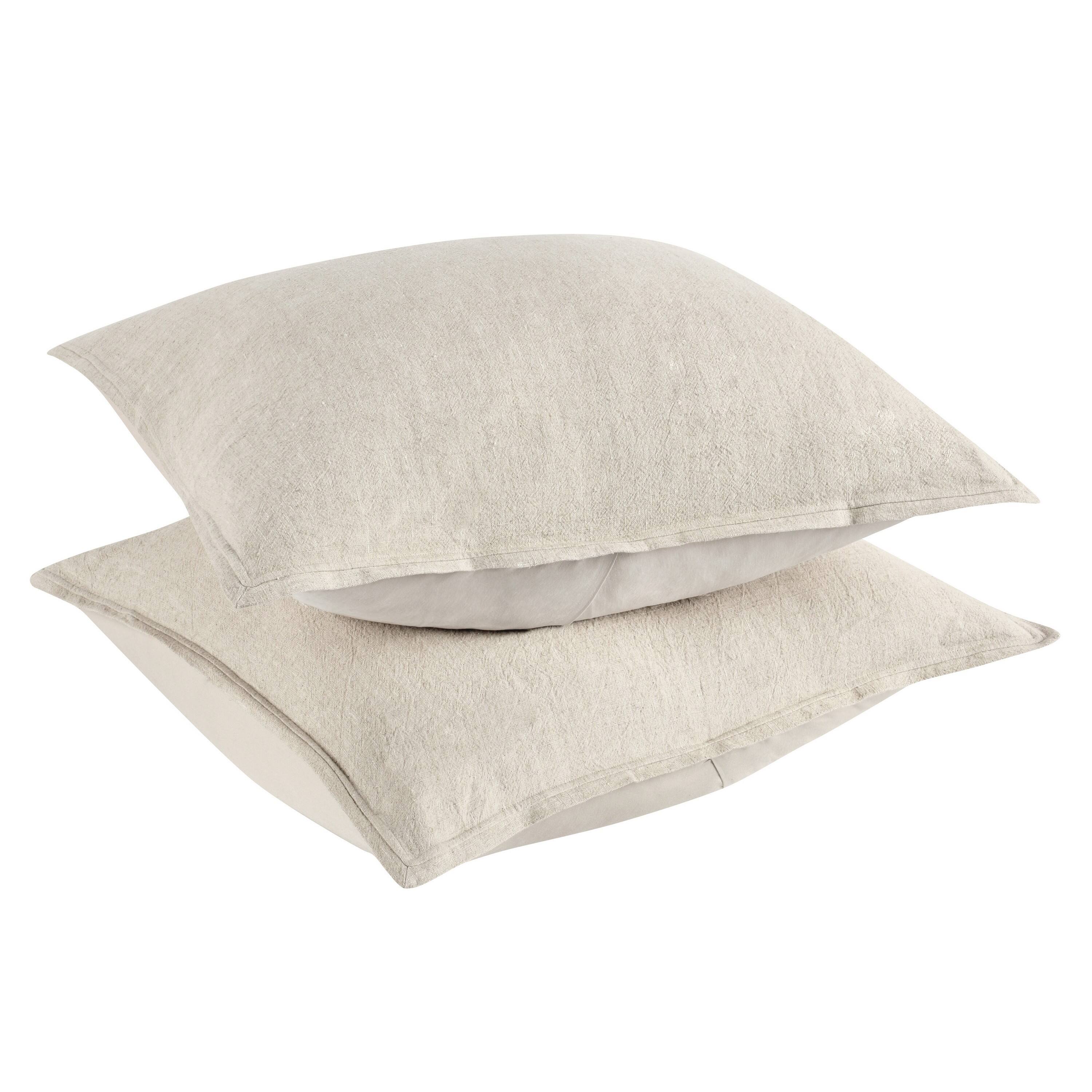 Back. Manhattan Lane - Doji 26 Inch Euro Pillow Sham, Natural  Cotton and Premium Linen - Brown.