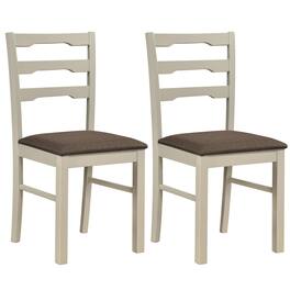 Costway - Dining Chairs Set of 2 with Solid Rubber Wood Frames, Modern Farmhouse Side Chairs - White + Brown