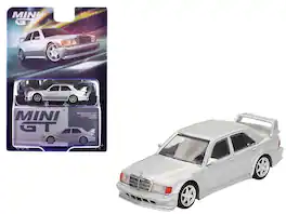 Mercedes-Benz 190E 2.5-16 Evolution II Astral Limited Edition 1/64 Diecast Model Car by Mini GT - Silver Metallic