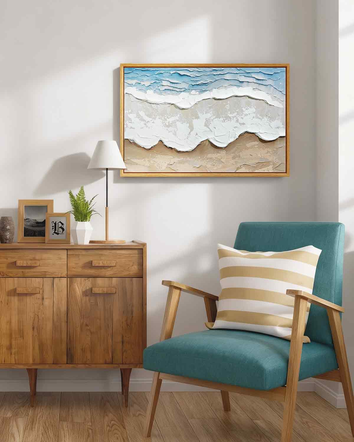 Alt View 4. Hanke - Textured Large Framed Canvas Wall Art Prints Abstract Hand painted Seascape Beach 16 x 24 inches - Tree of Life.