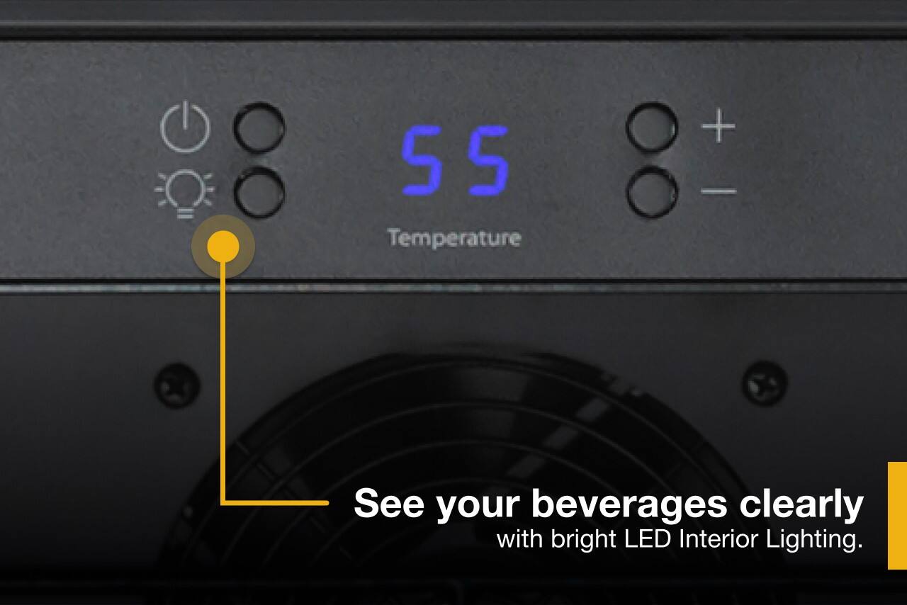 OE 55 Temperature + 8 - See your beverages clearly with bright LED Interior Lighting.