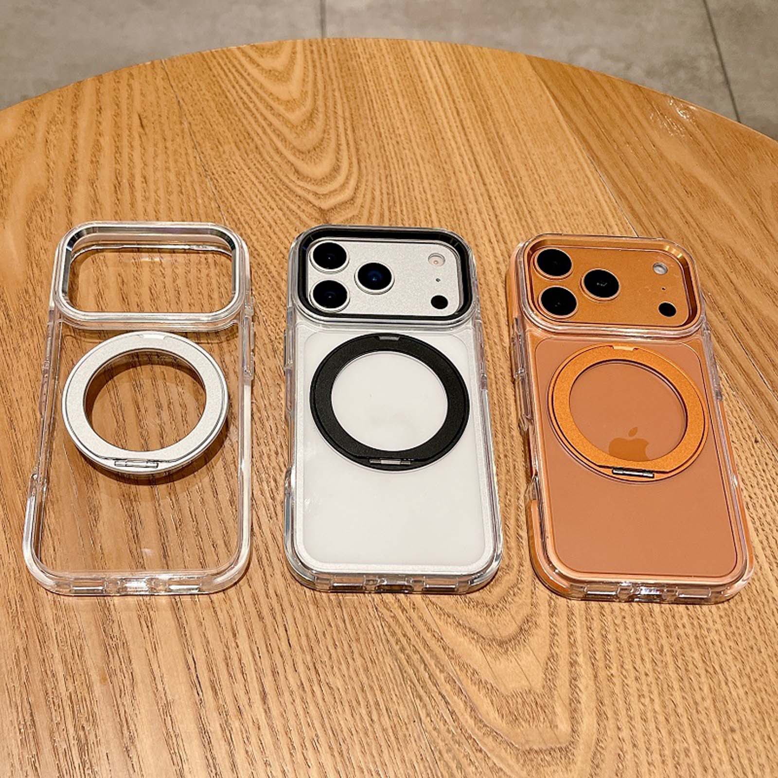 Alt View 5. Dteck - Clear Magnetic Case for Apple iPhone 17 Pro Max,with 360° Rotating Kickstand Slim Shockproof Cover,PC+TPU Hybrid Shell - Black.