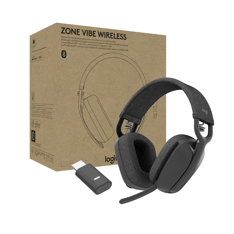 Logitech Zone Vibe Wireless Bluetooth Headphones with Noise