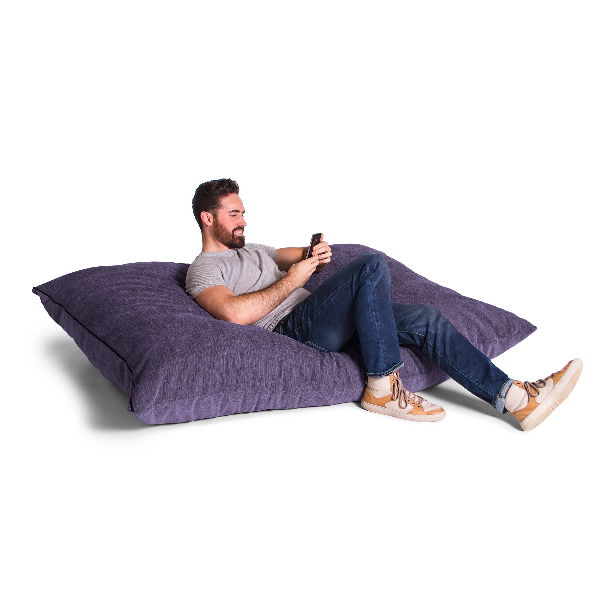 Alt View 4. Jaxx - Jaxx 5.5 ft Pillow Saxx Foam Bean Bag Pillow, Premium Chenille Cover, Plum - Premium Chenille - Plum.