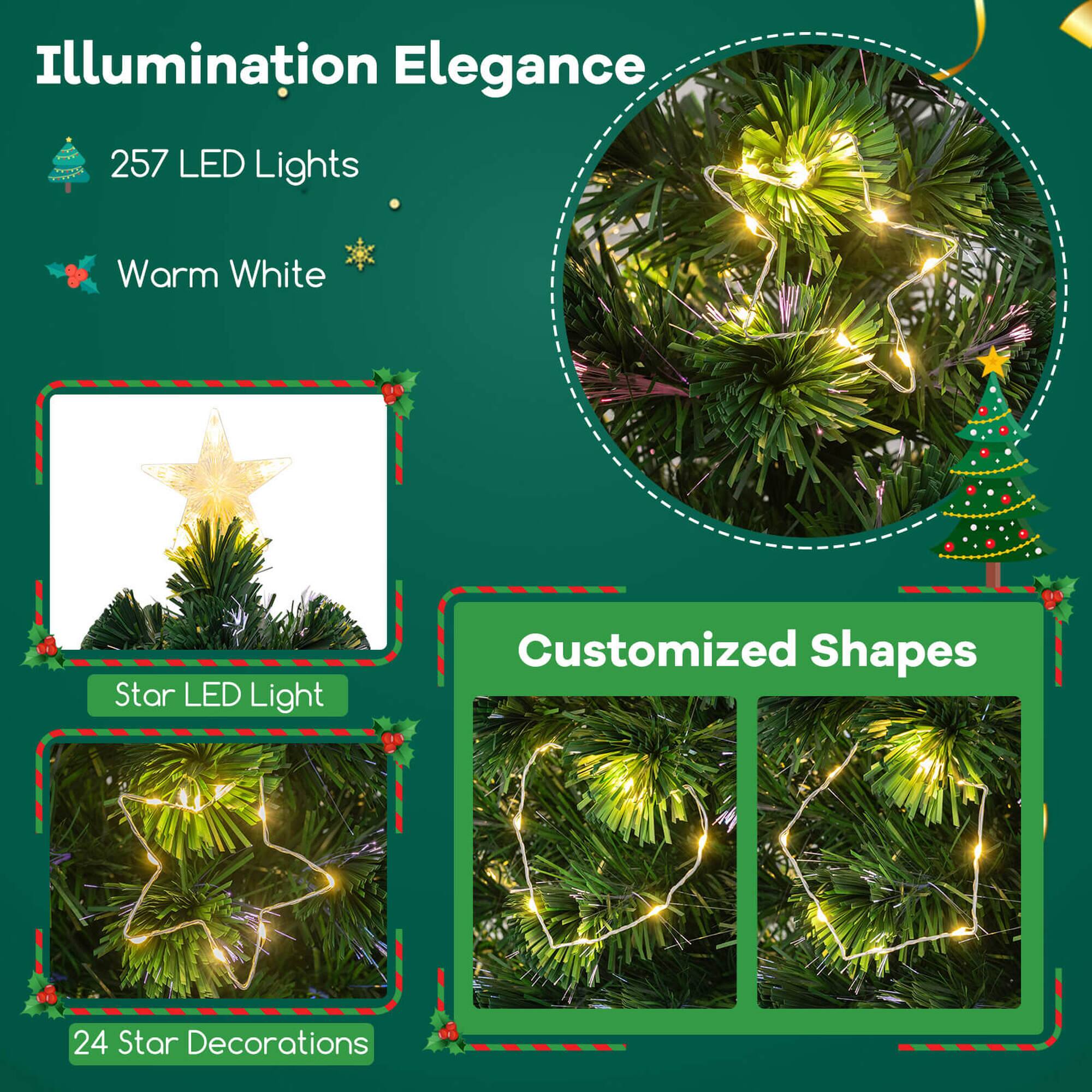 Illumination Elegance

257 LED Lights
Warm White

Star LED Light

24 Star Decorations

Customized Shapes