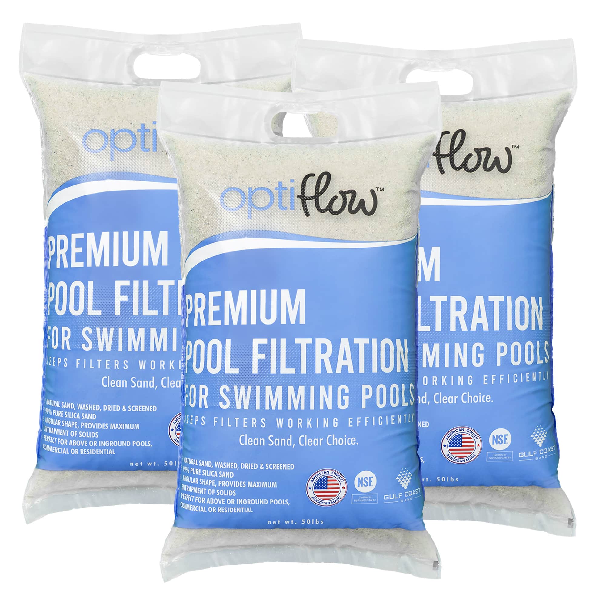 OptiFlow - 50Lb Premium Pool Filtration Angular Sand w/Pure Silica Formula, 3 Pack price history on PriceWatchPro