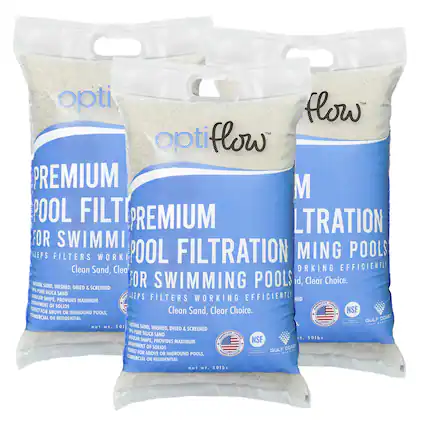 Opti Flow™ Premium Pool Filtration for Swimming Pools
Clean Sand, Clear Choice.
Natural Sand, Washed, Dried & Screened
100% Pure Silica Sand
Angular Shape, Provides Maximum Strapping of Solids
Perfect for Above or Inground Pools, Commercial or Residential
Opti Flow™ Premium Pool Filtration for Swimming Pools
Clean Sand, Clear Choice.
Natural Sand, Washed, Dried & Screened
100% Pure Silica Sand
Angular Shape, Provides Maximum Strapping of Solids
Perfect for Above or Inground Pools, Commercial or Residential
NSF Certified
Gulf Coast Sand
net wt. 50 lbs