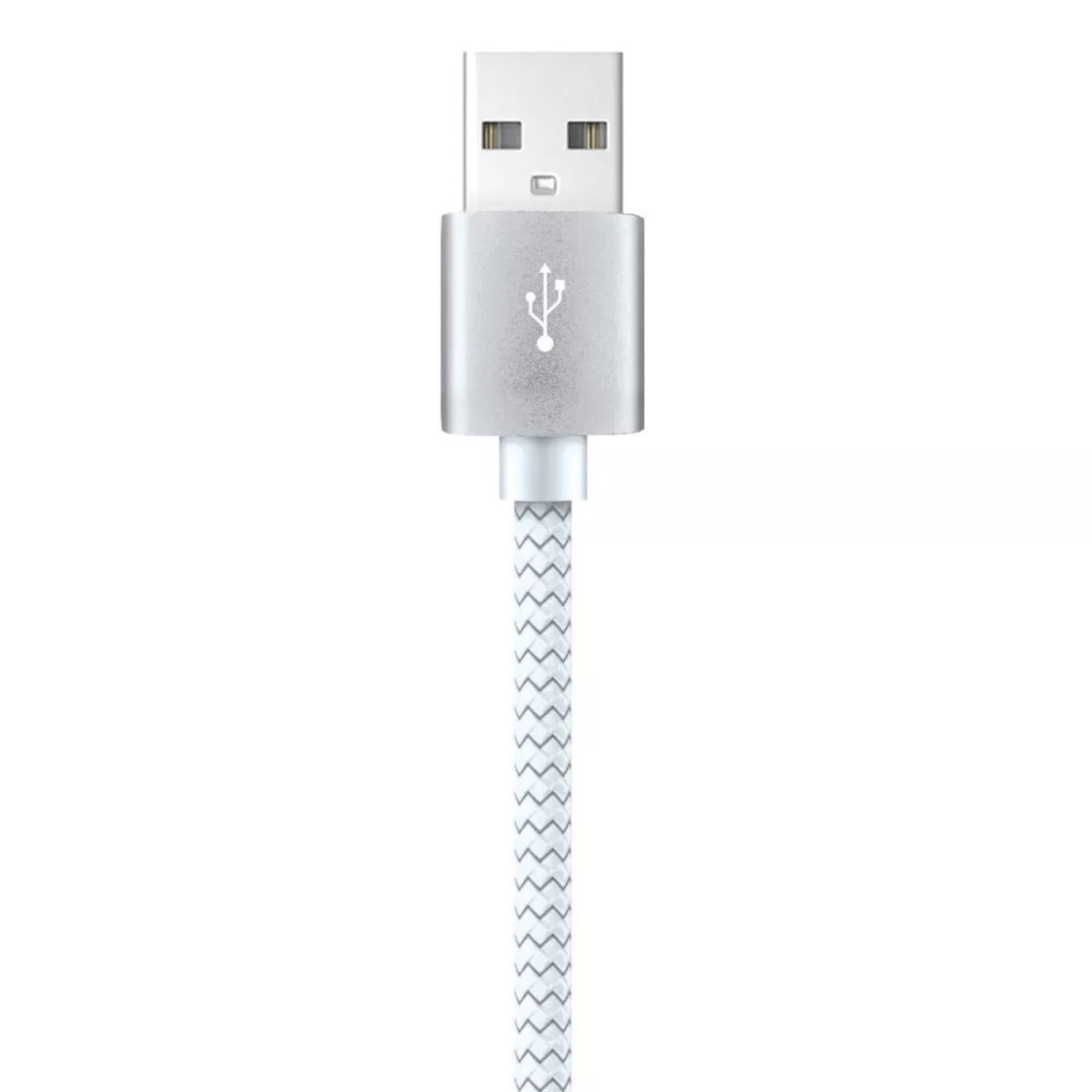 Alt View 1. Xyst - Charge and Sync USB to Lightning Braided Cable 10Ft - White.