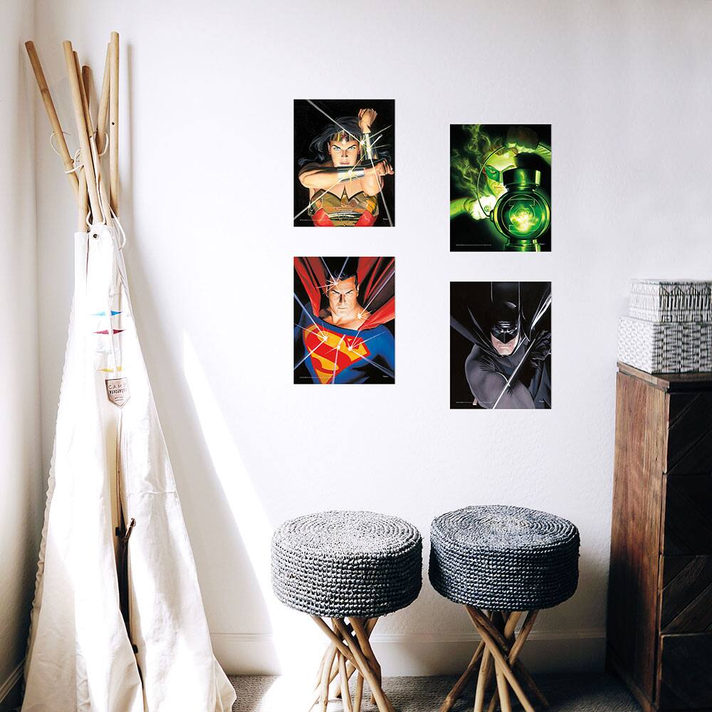 Angle. Trend Setters - DC Comics (Justice League - Alex Ross Comic Book Covers) TrendyPrint™ Wall Art Set TP08100044 - Multicolor.